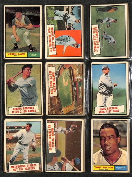 1961 Topps Baseball Partial Set (453 Cards of 587) w. Mickey Mantle