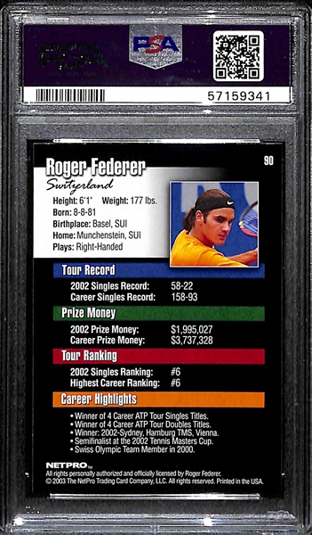 2003 NetPro Roger Federer #90 Rookie Tennis Card Graded PSA 10 Gem Mint
