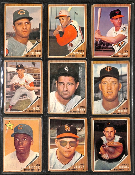 1962 Topps Baseball Partial Set (446 Cards of 598) w. Mickey Mantle