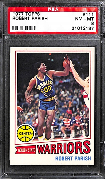 Topps Basketball Rookie Lot - 1977 Robert Parish #111 (PSA 8) & 1981 Topps East Kevin McHale #75 (PSA 8)