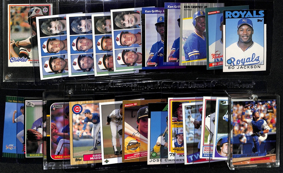 Lot of (22) Baseball Rookie Cards w. Murray, (4) Ripken, (3) Griffey Jr., (2) Bo Jackson, Jeter, Clemens, Maddux, +