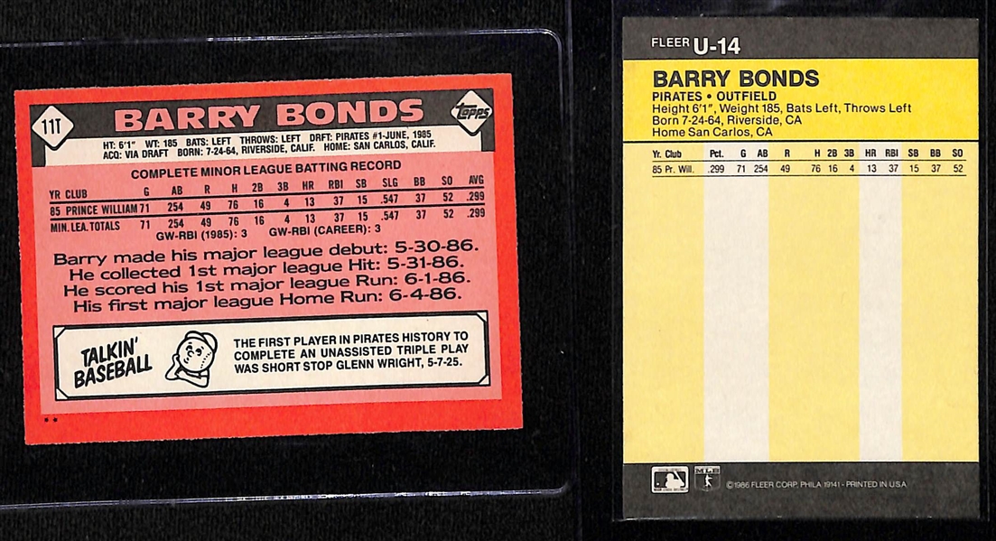 Lot of (15) 1986 Barry Bonds Rookie Card - (14) Fleer Update (#U-14) and (1) Topps Traded (#11T)