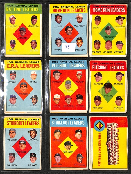 1963 Topps Baseball Partial Set (341 Cards of 576) w. Pete Rose Rookie Card