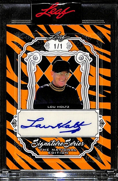 2021 Leaf Signature Series The National Edition Lou Holtz Autographed Card #d 1/1