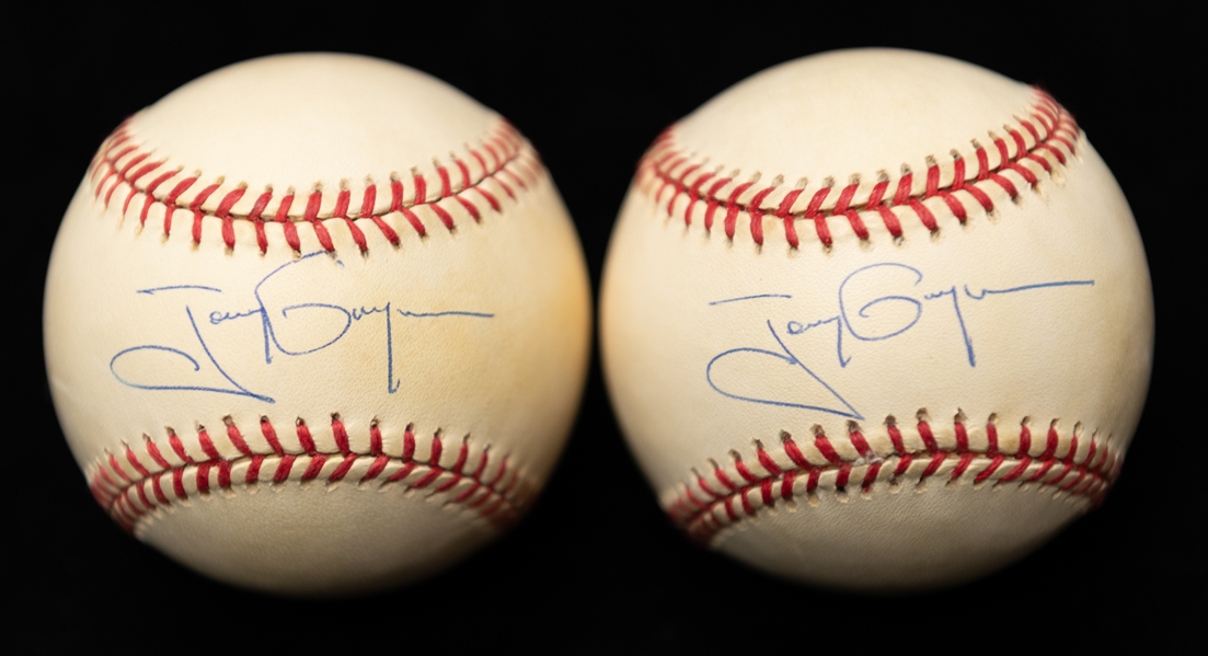 Lot of (2) Tony Gwynn Autographed Official National League Baseballs (Upper Deck Authentication)
