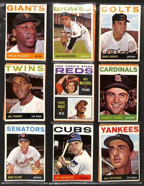 1964 Topps Baseball Partial Set (249 Cards of 587) w. Pete Rose 2nd Year Card