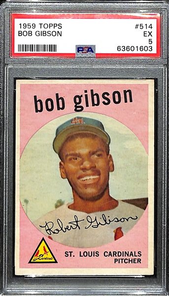 1959 Topps Bob Gibson #514 Rookie Card Graded PSA 5 EX