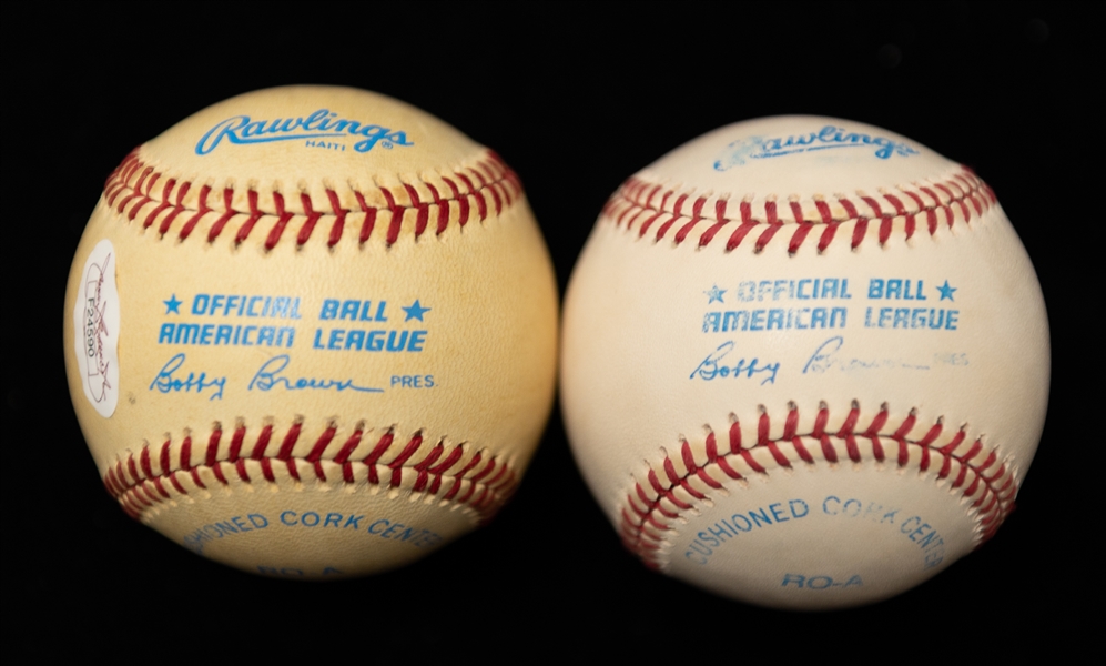 Lot of (2) Carl Yastrzemski Autographed Baseballs (JSA Auction Letter)