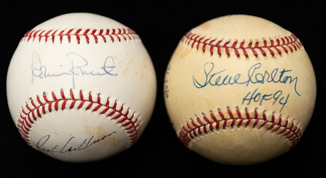 Lot of (2) HOF Phillies Multi Signed Baseballs w. Richie Ashburn, Steve Carlton and Robin Roberts (JSA Auction Letter)