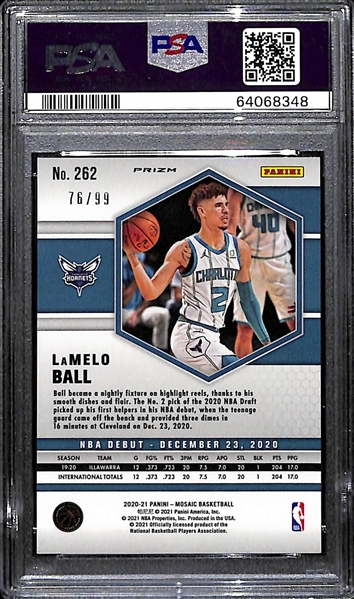 2020 Mosaic LaMelo Ball #262 Blue Mosaic Rookie Card #76/99 Graded PSA 9 Mint