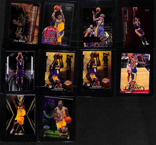 Lot of (10) Kobe Bryant Basketball Cards w. 1996-97 Fleer Rookie, 1997-98 Topps Finest, Short Prints and Others