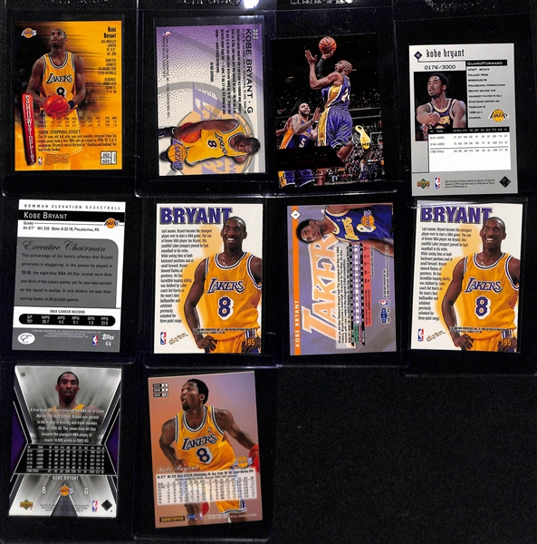 Lot of (10) Kobe Bryant Basketball Cards w. 1996-97 Fleer Rookie, 1997-98 Topps Finest, Short Prints and Others