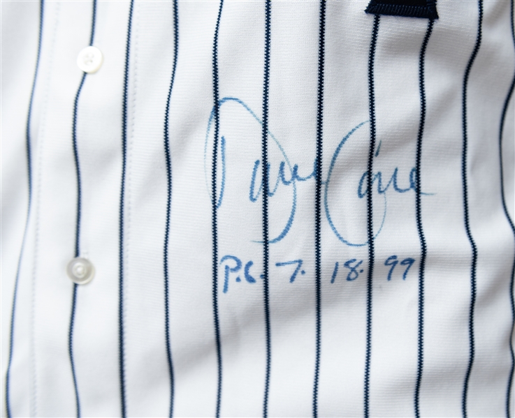 Dave Cone Autographed Russell Athletic Authentic Yankees Jersey Commemorating His Perfect Game #d /99 (JSA Auction Letter)