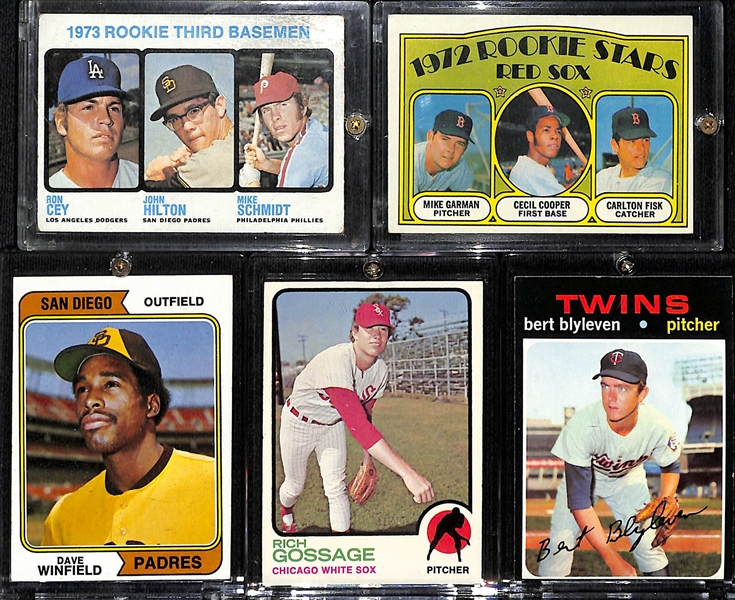 Lot of (5) 1970s Topps Rookies w. Schmidt, Fisk, Winfield, Gossage and Blyleven