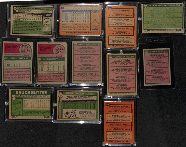 Lot of (12) 1970s Topps Rookies w. O. Smith, Murray, Molitor, Dawson, Yount, Brett, and Others