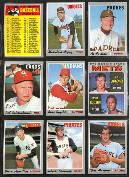 1970 Topps Baseball Partial Set (Approx 600 of 720 Cards - Almost 85% of Set) w. Aaron & Clemente