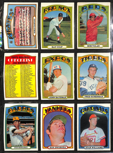 1972 Topps Baseball Partial Set (600+ of 787 Cards) w. Mays & Clemente