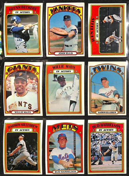 1972 Topps Baseball Partial Set (600+ of 787 Cards) w. Mays & Clemente