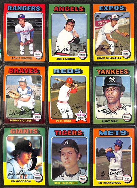 1975 Topps Baseball Complete Set of 660 Cards w. George Brett & Robin Yount Rookie Cards