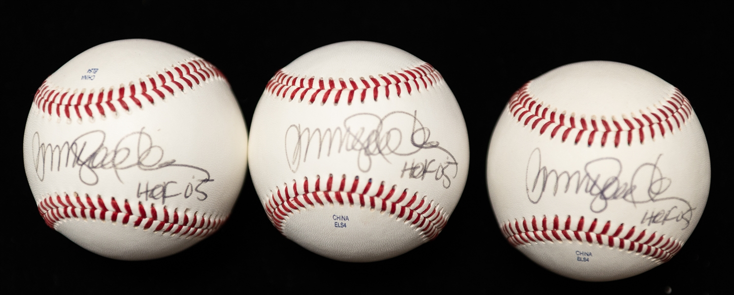 Lot of (3) Ryne Sandberg Autographed Official Southern League Baseballs w. HOF 05 Inscription (JSA Auction Letter)