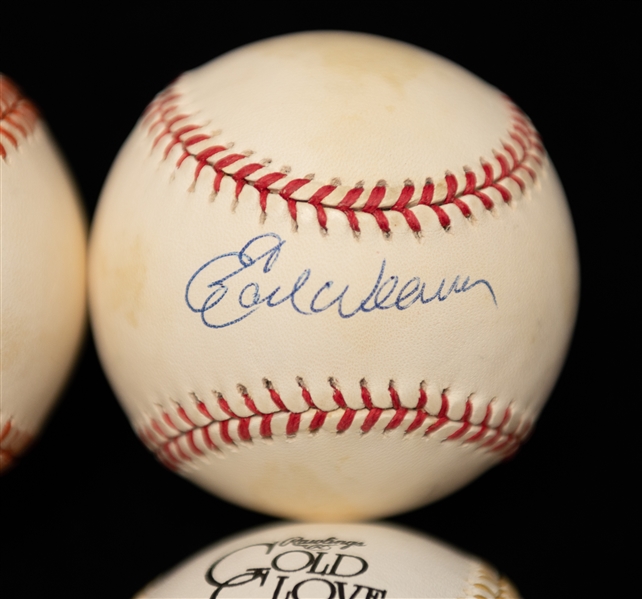 Lot of (4) Baltimore Orioles Autographed Baseballs w. Ripken Jr., B. Robinson, Jim Palmer, and Earl Weaver (JSA Auction Letter)