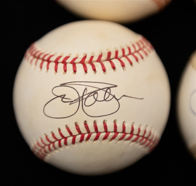 Lot of (4) Baltimore Orioles Autographed Baseballs w. Ripken Jr., B. Robinson, Jim Palmer, and Earl Weaver (JSA Auction Letter)