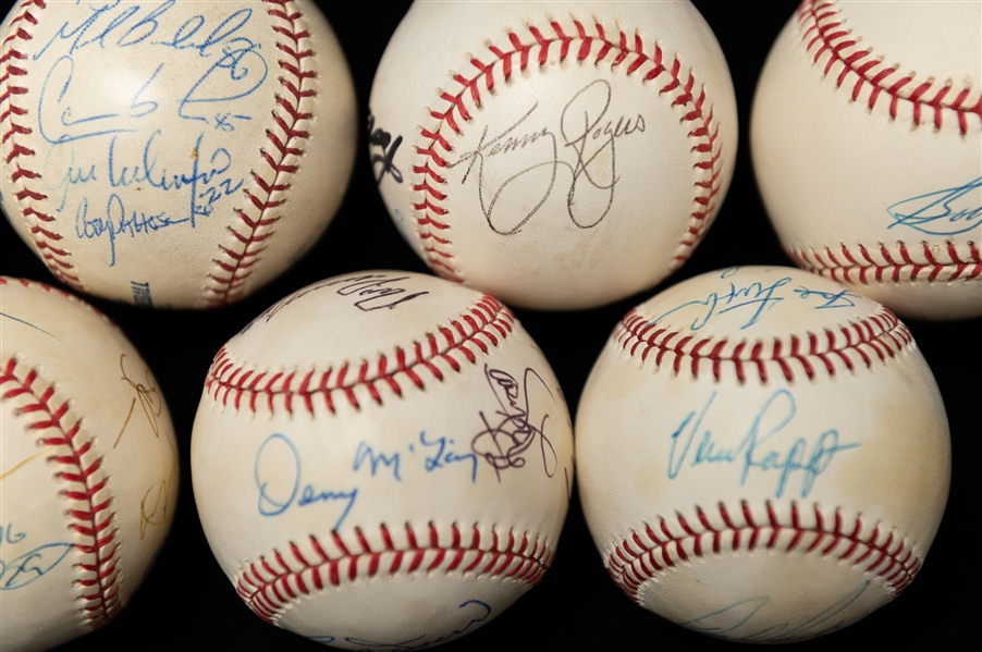 Lot of (7) Multi Signed Baseballs w. Barry Bonds and Bobby Bonds Dual Signed Ball (JSA Auction Letter)