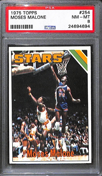 1975 Topps Moses Malone Rookie Graded PSA 8
