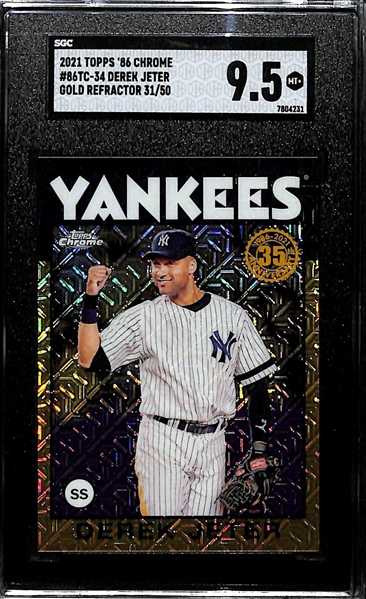 2021 Topps 86' Chrome Derek Jeter Gold Mojo Refractor Graded SGC 9.5 MT+