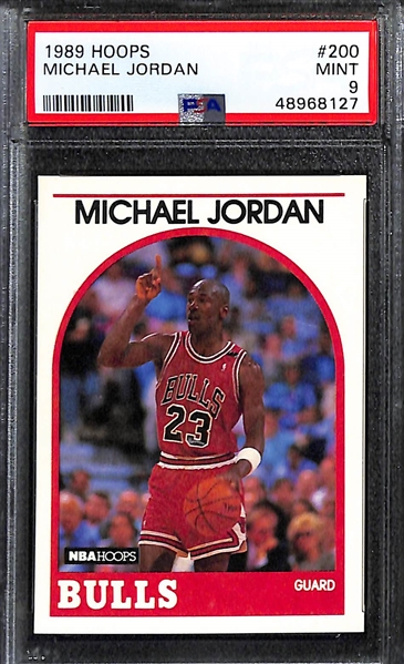 Lot of (5) PSA Graded Michael Jordan Basketball Cards w. 1989 Hoops PSA 9