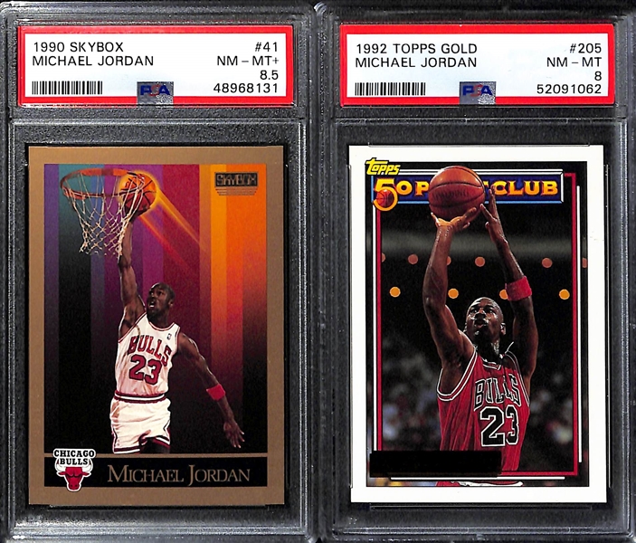 Lot of (5) PSA Graded Michael Jordan Basketball Cards w. 1989 Hoops PSA 9