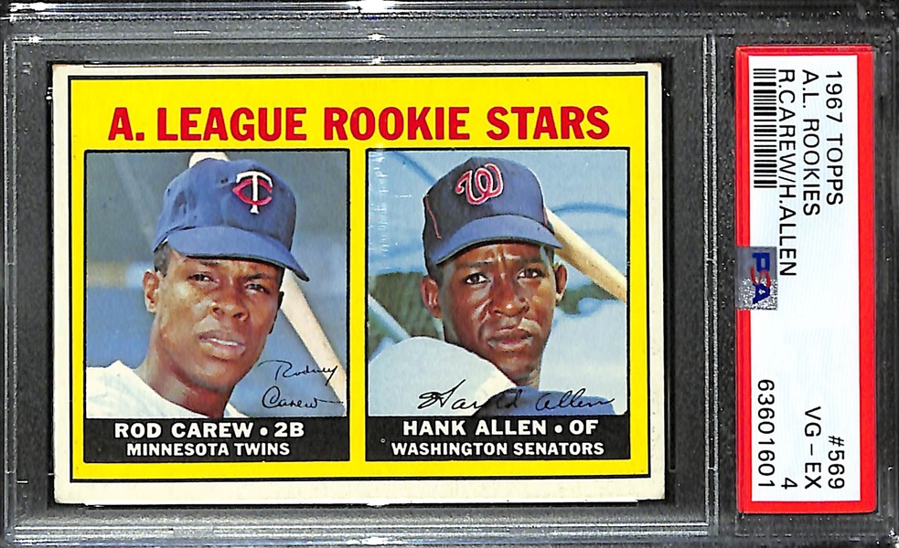 1967 Topps A.L. Rookies #569 Rod Carew Rookie Card Graded PSA 4 VG-EX