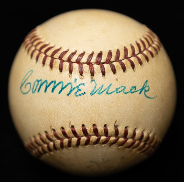 Connie Mack Autographed Official National League Ford Frick Baseball On The Sweet Spot - JSA LOA