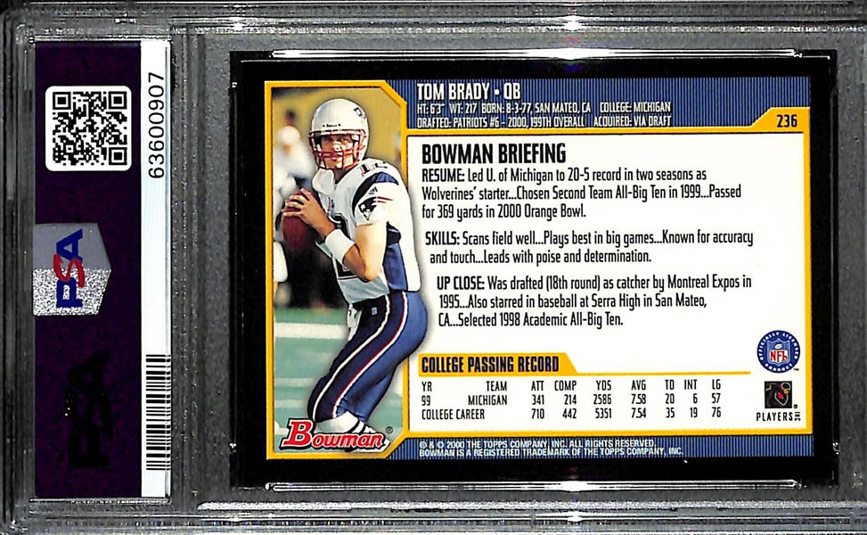 2000 Bowman Tom Brady #236 Rookie Card Graded PSA 5 EX (Card Looks Better Than the Grade)