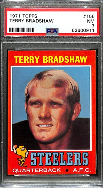 1971 Topps Terry Bradshaw Rookie Card #156 Graded PSA 7 NM