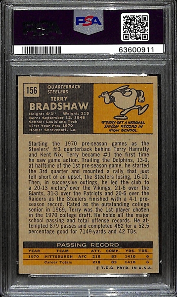 1971 Topps Terry Bradshaw Rookie Card #156 Graded PSA 7 NM