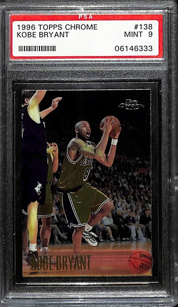 1996-97 Topps Chrome Kobe Bryant Rookie Card #138 Graded PSA 9 Mint