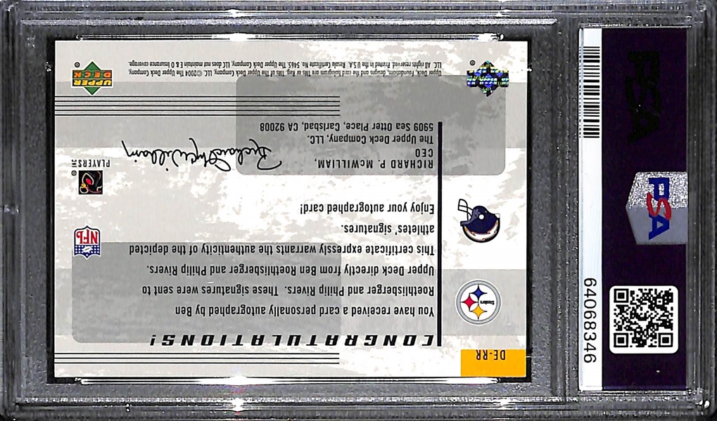 2004 UD Foundations Ben Roethlisberger & Philip Rivers Dual Autograph Rookie Card PSA 9 Mint