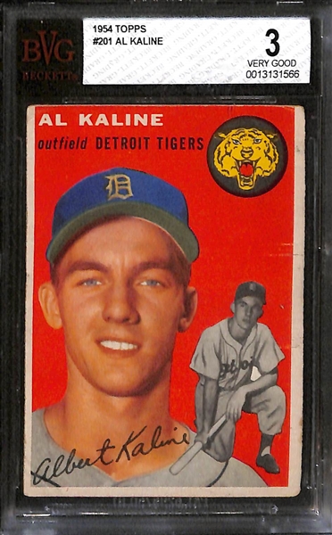 1954 Topps Al Kaline Rookie Card #201 Graded Beckett BVG 3 VG