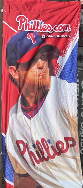 Lot of (2) Philadelphia Phillies Large Banners From Citizen Bank Park w.  Jimmy Rollins and Brad Lidge