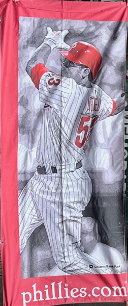 Lot of (2) Philadelphia Phillies Large Street Banners from Citizen Bank Park w. Jimmy Rollins and Bobby Abreu