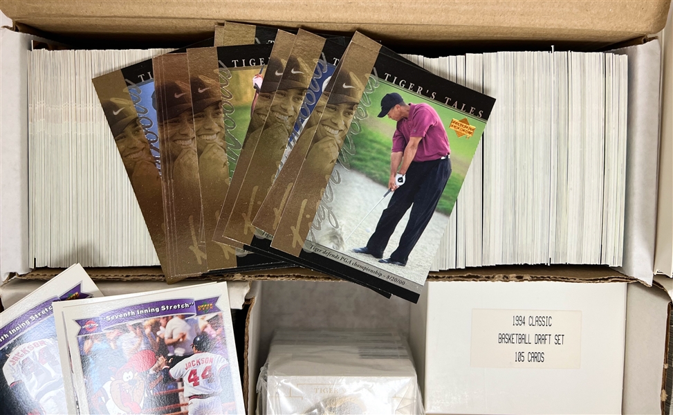 Huge Lot of Mixed Sports Sets w. 600+ 2001 Upper Deck Tiger Woods Tiger Tales Cards
