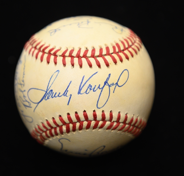 Baseball Legends Signed Baseball - 14 Autographs w. Koufax (signed twice), Gibson, Banks, Snider (signed twice), + More!  - Full JSA Letter