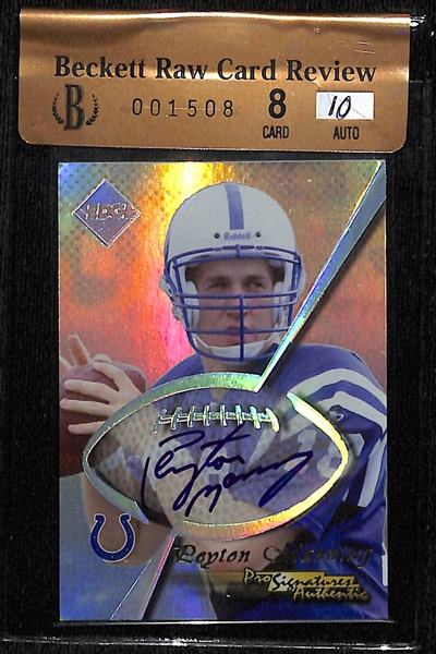 1998 Collector's Edge Peyton Manning  Autographed Rookie Card (Beckett Raw Review BGS 8)