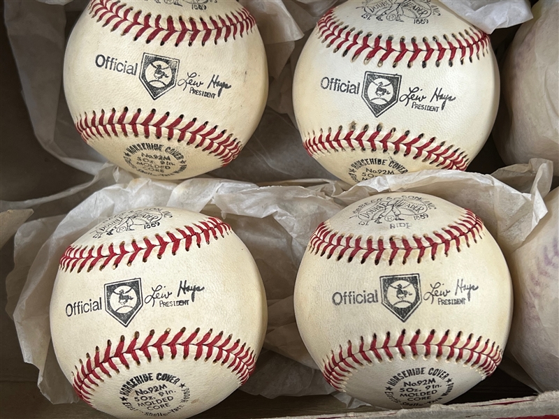 Lot of (9) Vintage 1950s Unused Double Header Official Baseballs w. Original Box 