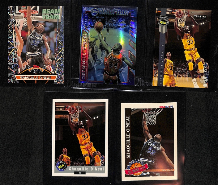 Lot of (5) Shaquille O'Neal Inserts and Rookies including 1992 Stadium Club Beam Team