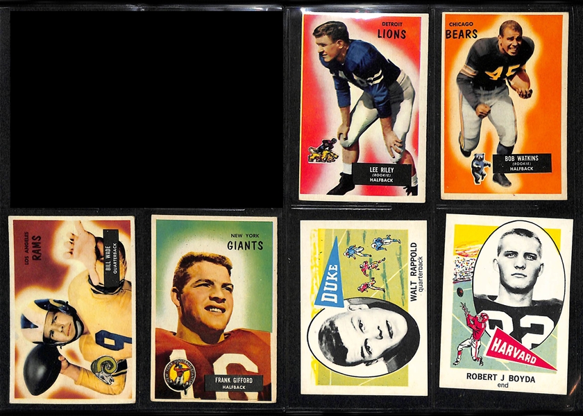 Lot of (30) 1950-1961 Football Cards (Mostly Bowman) w. 1955 Bowman Frank Gifford