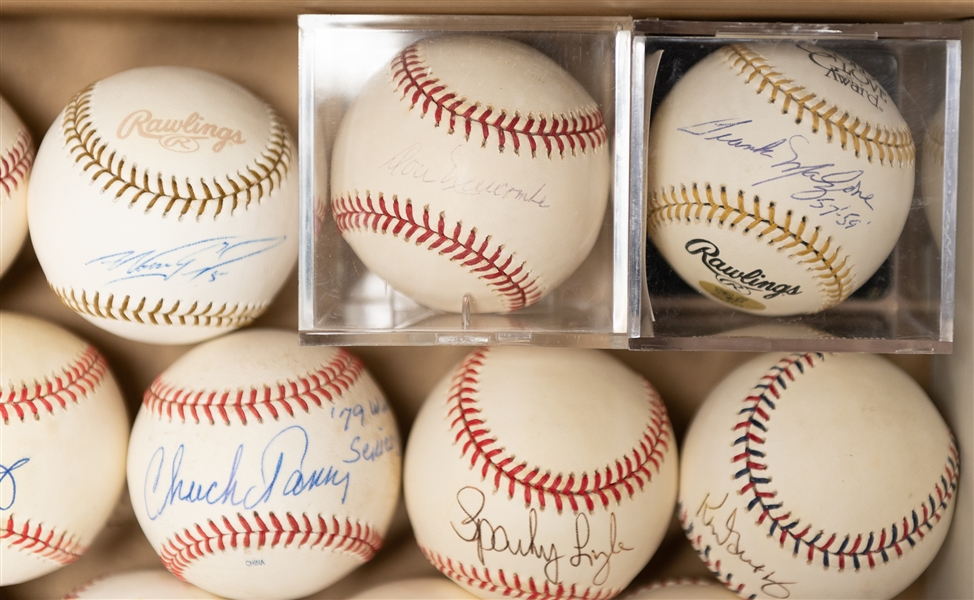 Lot of (24) Autographed Baseballs w. Don Newcombe, Greg Maddux, Scott Rolen, Chuck Tanner, Frank Malzone and More (JSA Auction Letter)