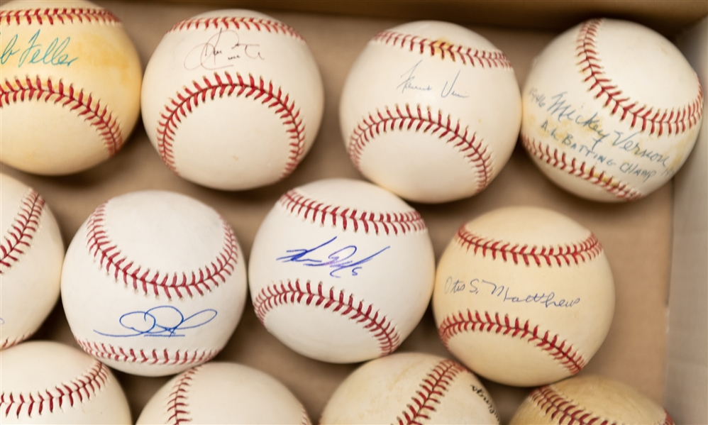 Lot of (22) Autographed Baseballs w. Monte Irvin, Bob Feller, Mickey Vernon, Terry Steinbach and More (JSA Auction Letter)