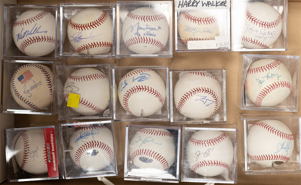 Lot of (15) Autographed Baseballs w. Sosa, Goldschmidt, Wills, and Many More (JSA Auction Letter)